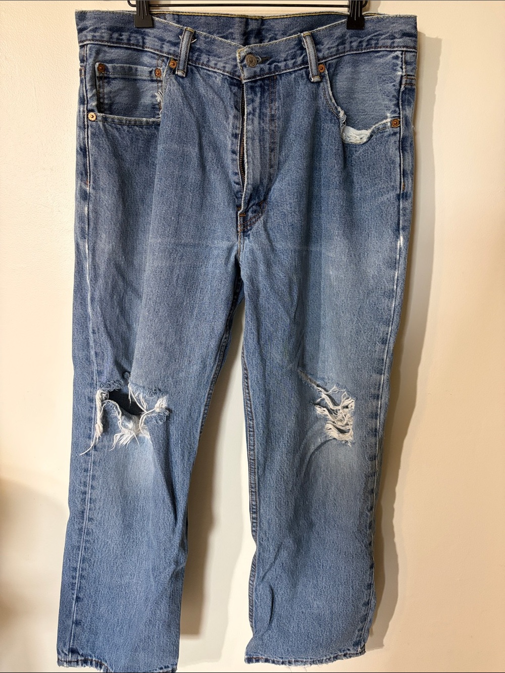 Levi's Light Blue Relaxed Fit Distressed Jeans